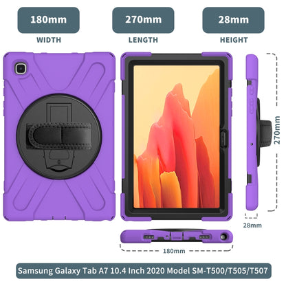 For Samsung Galaxy Tab A7 10.4 2020 T500 / T505 Shockproof Colorful Silicone + PC Protective Case with Holder & Shoulder Strap & Hand Strap(Purple) - Other Galaxy Tab PC by buy2fix | Online Shopping UK | buy2fix