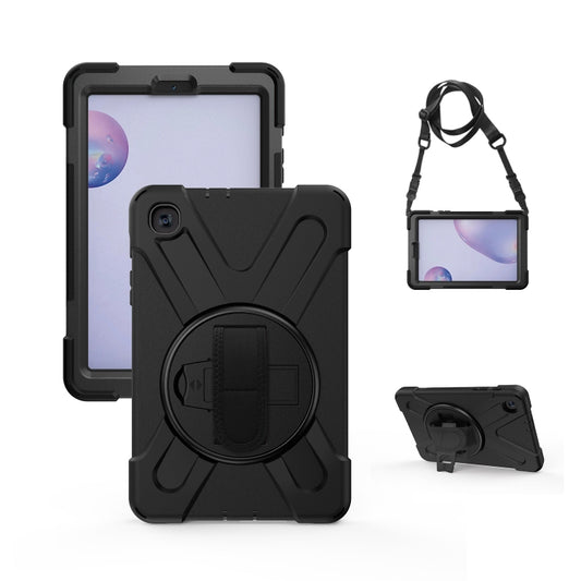 For Samsung Galaxy Tab A 8.4 2020 T307U Shockproof Colorful Silicone + PC Protective Case with Holder & Shoulder Strap & Hand Strap(Black) - Tab A 8.4 (2020) by buy2fix | Online Shopping UK | buy2fix