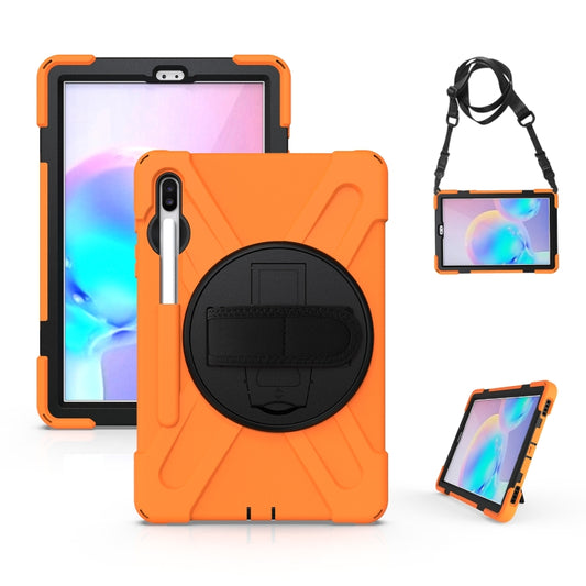 For Samsung Galaxy Tab S6 10.5 inch T860 / T865 Shockproof Colorful Silicone + PC Protective Case with Holder & Shoulder Strap & Hand Strap & Pen Slot(Orange) - Tab S6 10.5 T860 / T865 by buy2fix | Online Shopping UK | buy2fix