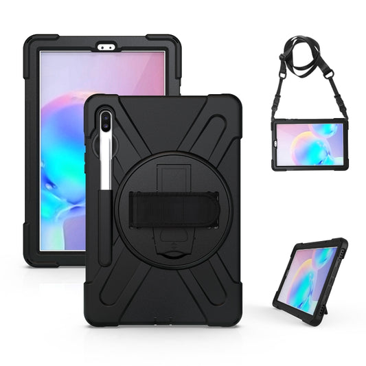For Samsung Galaxy Tab S6 10.5 inch T860 / T865 Shockproof Colorful Silicone + PC Protective Case with Holder & Shoulder Strap & Hand Strap & Pen Slot(Black) - Tab S6 10.5 T860 / T865 by buy2fix | Online Shopping UK | buy2fix