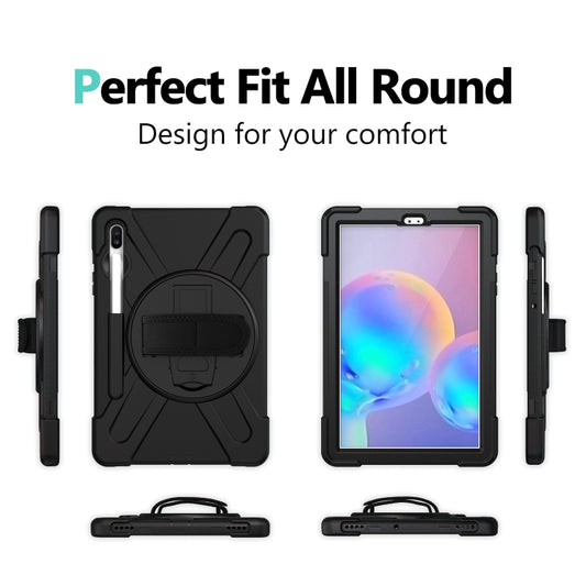 For Samsung Galaxy Tab S6 10.5 inch T860 / T865 Shockproof Colorful Silicone + PC Protective Case with Holder & Shoulder Strap & Hand Strap & Pen Slot(Black) - Tab S6 10.5 T860 / T865 by buy2fix | Online Shopping UK | buy2fix
