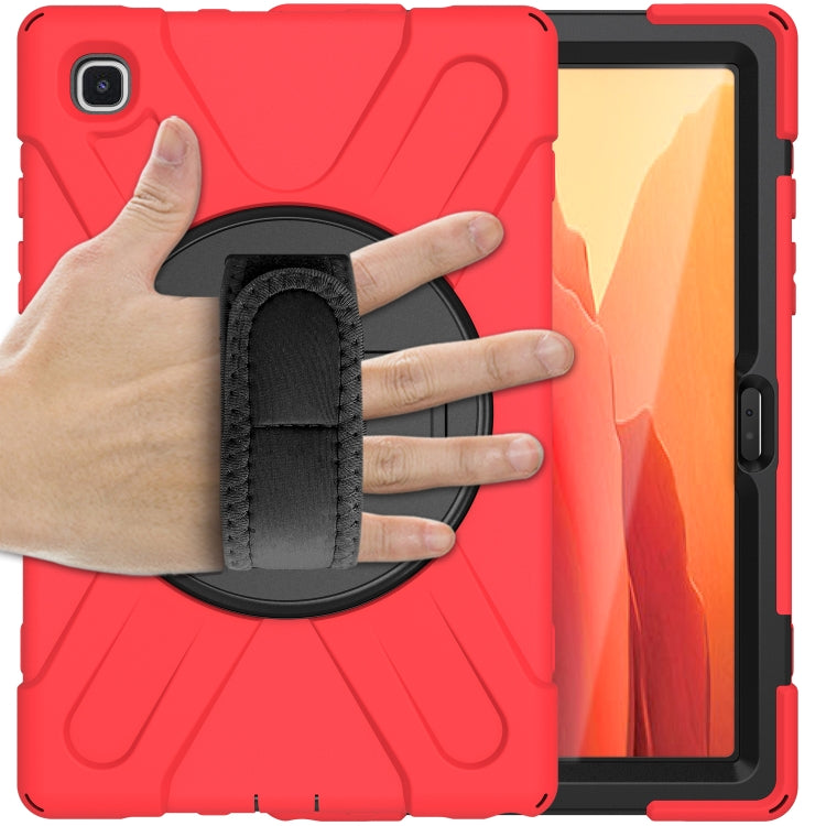 For Samsung Galaxy Tab A7 10.4 2020 T500 / T505 Shockproof Colorful Silicone + PC Protective Case with Holder & Shoulder Strap & Hand Strap & Screen Protector(Red) - Other Galaxy Tab PC by buy2fix | Online Shopping UK | buy2fix