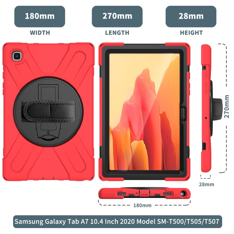 For Samsung Galaxy Tab A7 10.4 2020 T500 / T505 Shockproof Colorful Silicone + PC Protective Case with Holder & Shoulder Strap & Hand Strap & Screen Protector(Red) - Other Galaxy Tab PC by buy2fix | Online Shopping UK | buy2fix