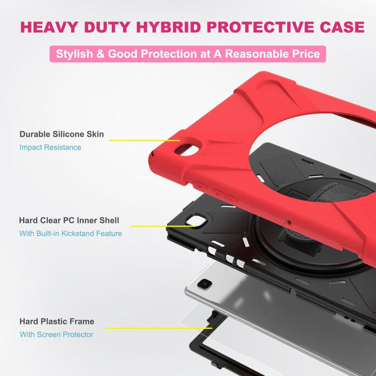 For Samsung Galaxy Tab A7 10.4 2020 T500 / T505 Shockproof Colorful Silicone + PC Protective Case with Holder & Shoulder Strap & Hand Strap & Screen Protector(Red) - Other Galaxy Tab PC by buy2fix | Online Shopping UK | buy2fix