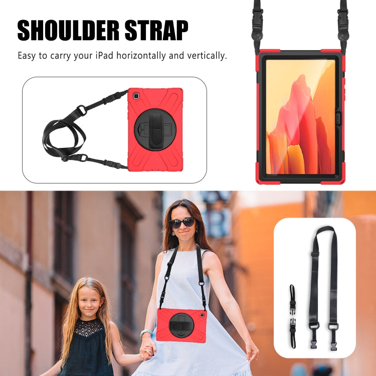 For Samsung Galaxy Tab A7 10.4 2020 T500 / T505 Shockproof Colorful Silicone + PC Protective Case with Holder & Shoulder Strap & Hand Strap & Screen Protector(Red) - Other Galaxy Tab PC by buy2fix | Online Shopping UK | buy2fix