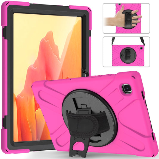 For Samsung Galaxy Tab A7 10.4 2020 T500 / T505 Shockproof Colorful Silicone + PC Protective Case with Holder & Shoulder Strap & Hand Strap & Screen Protector(Rose Red) - Other Galaxy Tab PC by buy2fix | Online Shopping UK | buy2fix