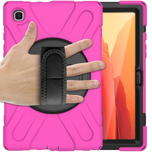 For Samsung Galaxy Tab A7 10.4 2020 T500 / T505 Shockproof Colorful Silicone + PC Protective Case with Holder & Shoulder Strap & Hand Strap & Screen Protector(Rose Red) - Other Galaxy Tab PC by buy2fix | Online Shopping UK | buy2fix