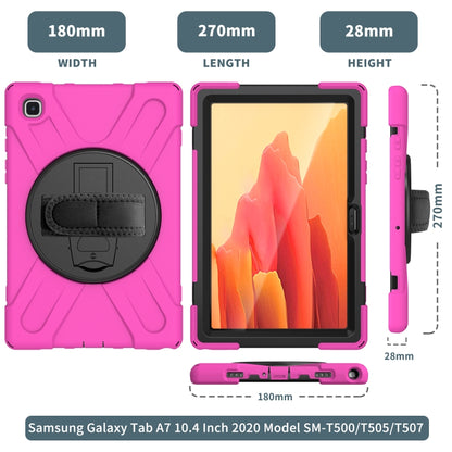 For Samsung Galaxy Tab A7 10.4 2020 T500 / T505 Shockproof Colorful Silicone + PC Protective Case with Holder & Shoulder Strap & Hand Strap & Screen Protector(Rose Red) - Other Galaxy Tab PC by buy2fix | Online Shopping UK | buy2fix