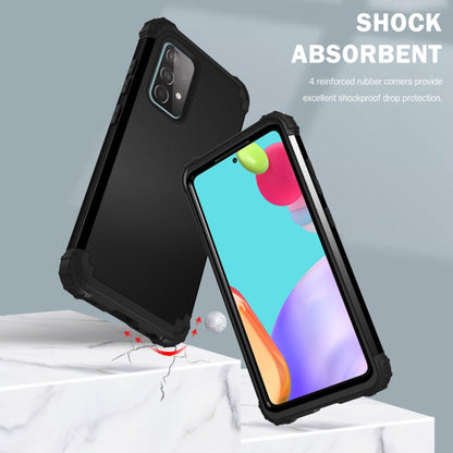 For Samsung Galaxy A52 4G / 5G PC + Silicone Three-piece Shockproof Protection Case(Black) by buy2fix