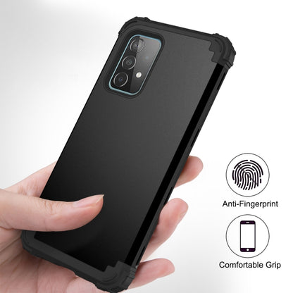 For Samsung Galaxy A52 4G / 5G PC + Silicone Three-piece Shockproof Protection Case(Black) by buy2fix