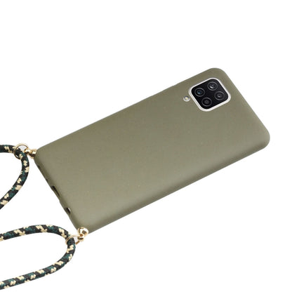 For Samsung Galaxy A12 Wheat Straw Material + TPU Protective Case with Lanyard(Army Green) by buy2fix