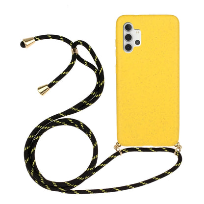 For Samsung Galaxy A32 5G Wheat Straw Material + TPU Protective Case with Lanyard(Yellow) by buy2fix