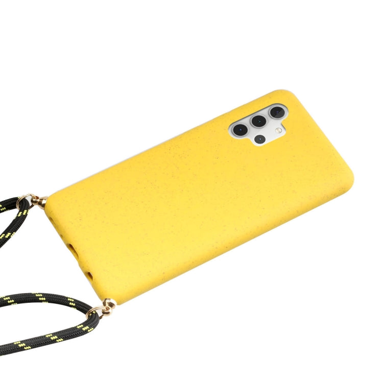 For Samsung Galaxy A32 5G Wheat Straw Material + TPU Protective Case with Lanyard(Yellow) by buy2fix