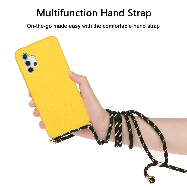 For Samsung Galaxy A32 5G Wheat Straw Material + TPU Protective Case with Lanyard(Yellow) by buy2fix