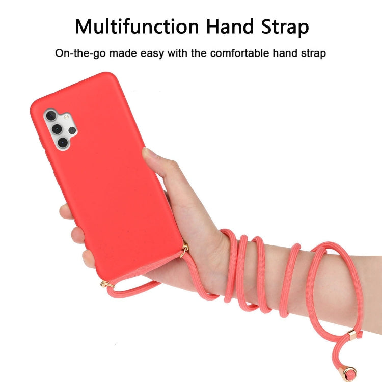 For Samsung Galaxy A32 5G Wheat Straw Material + TPU Protective Case with Lanyard(Red) by buy2fix