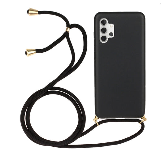 For Samsung Galaxy A32 5G Wheat Straw Material + TPU Protective Case with Lanyard(Black) - Galaxy Phone Cases by buy2fix | Online Shopping UK | buy2fix