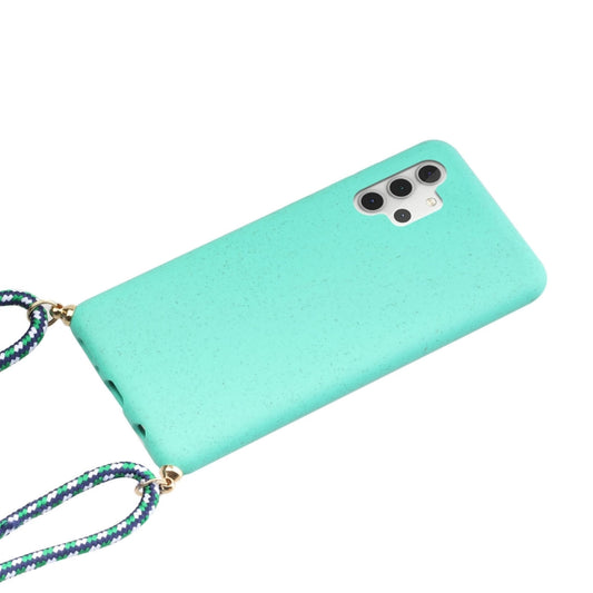 For Samsung Galaxy A32 5G Wheat Straw Material + TPU Protective Case with Lanyard(Green) by buy2fix
