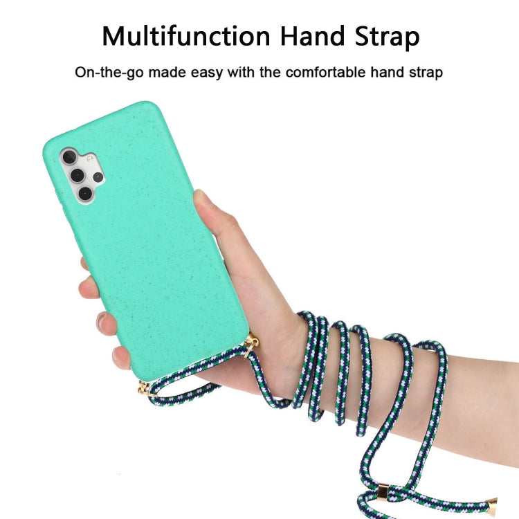 For Samsung Galaxy A32 5G Wheat Straw Material + TPU Protective Case with Lanyard(Green) by buy2fix