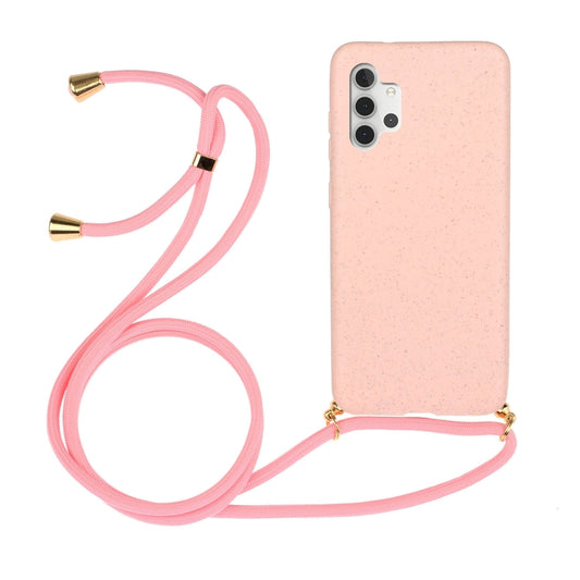 For Samsung Galaxy A32 5G Wheat Straw Material + TPU Protective Case with Lanyard(Pink) by buy2fix