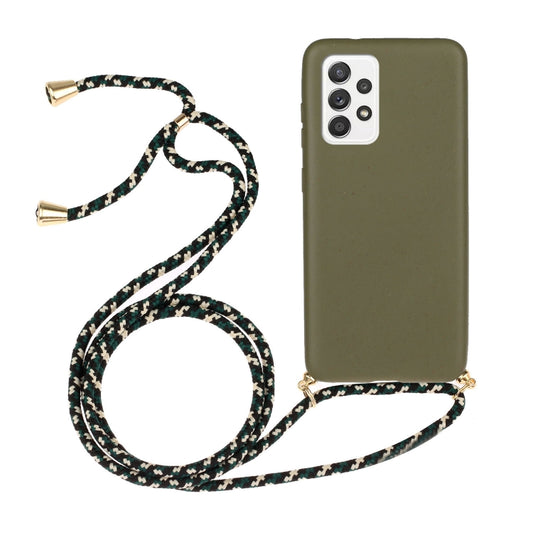 For Samsung Galaxy A52 5G / 4G Wheat Straw Material + TPU Protective Case with Lanyard(Army Green) by buy2fix