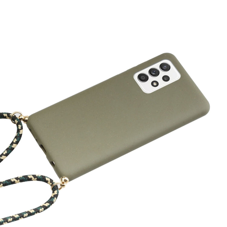 For Samsung Galaxy A52 5G / 4G Wheat Straw Material + TPU Protective Case with Lanyard(Army Green) by buy2fix