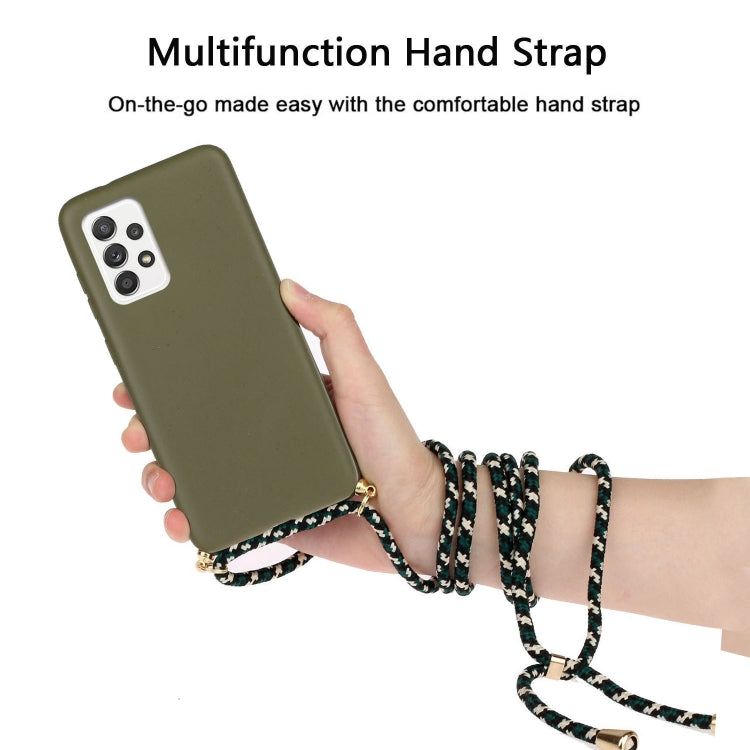 For Samsung Galaxy A52 5G / 4G Wheat Straw Material + TPU Protective Case with Lanyard(Army Green) by buy2fix