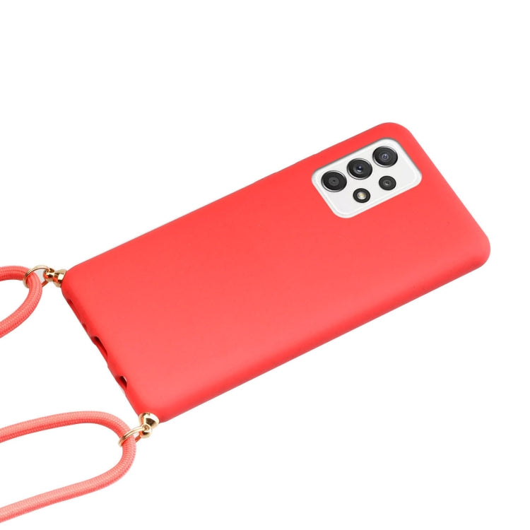 For Samsung Galaxy A52 5G / 4G Wheat Straw Material + TPU Protective Case with Lanyard(Red) by buy2fix