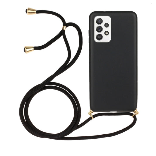 For Samsung Galaxy A52 5G / 4G Wheat Straw Material + TPU Protective Case with Lanyard(Black) - Galaxy Phone Cases by buy2fix | Online Shopping UK | buy2fix