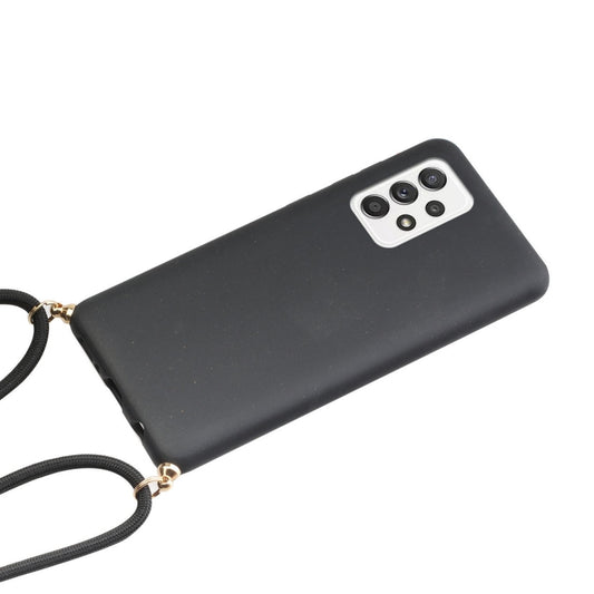 For Samsung Galaxy A52 5G / 4G Wheat Straw Material + TPU Protective Case with Lanyard(Black) by buy2fix