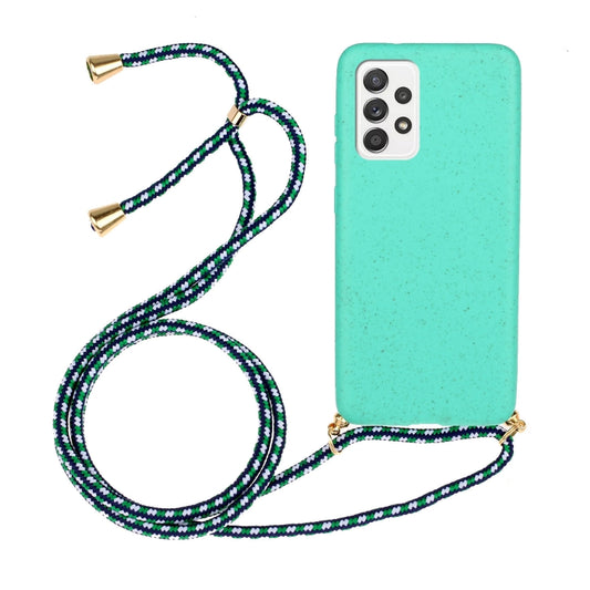 For Samsung Galaxy A52 5G / 4G Wheat Straw Material + TPU Protective Case with Lanyard(Green) - Galaxy Phone Cases by buy2fix | Online Shopping UK | buy2fix