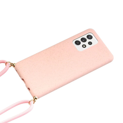 For Samsung Galaxy A52 5G / 4G Wheat Straw Material + TPU Protective Case with Lanyard(Pink) - Galaxy Phone Cases by buy2fix | Online Shopping UK | buy2fix