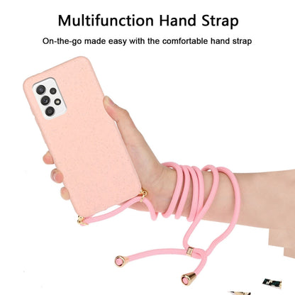 For Samsung Galaxy A52 5G / 4G Wheat Straw Material + TPU Protective Case with Lanyard(Pink) - Galaxy Phone Cases by buy2fix | Online Shopping UK | buy2fix