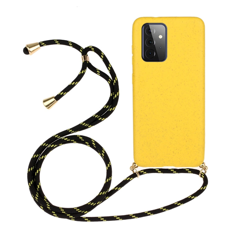 For Samsung Galaxy A72 5G / 4G Wheat Straw Material + TPU Protective Case with Lanyard(Yellow) by buy2fix