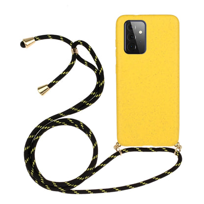 For Samsung Galaxy A72 5G / 4G Wheat Straw Material + TPU Protective Case with Lanyard(Yellow) by buy2fix