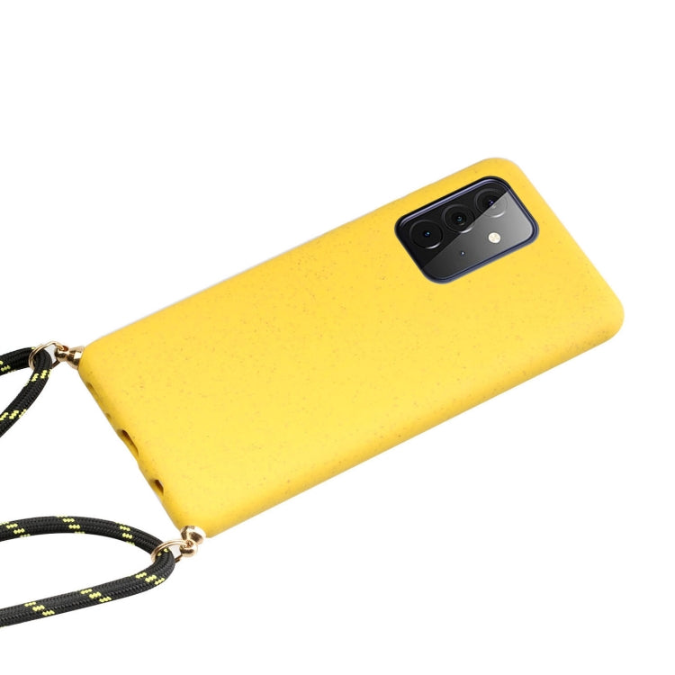 For Samsung Galaxy A72 5G / 4G Wheat Straw Material + TPU Protective Case with Lanyard(Yellow) by buy2fix