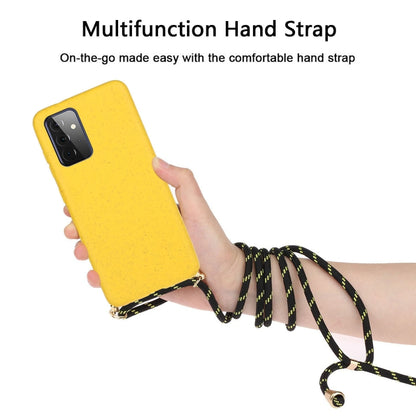 For Samsung Galaxy A72 5G / 4G Wheat Straw Material + TPU Protective Case with Lanyard(Yellow) by buy2fix