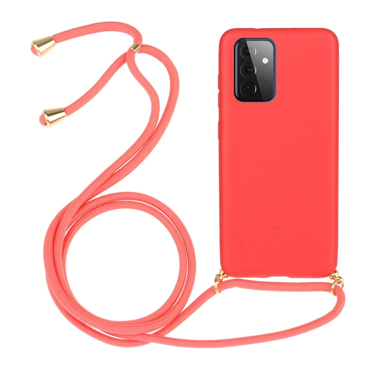 For Samsung Galaxy A72 5G / 4G Wheat Straw Material + TPU Protective Case with Lanyard(Red) by buy2fix