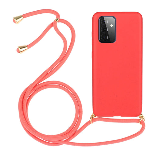 For Samsung Galaxy A72 5G / 4G Wheat Straw Material + TPU Protective Case with Lanyard(Red) by buy2fix