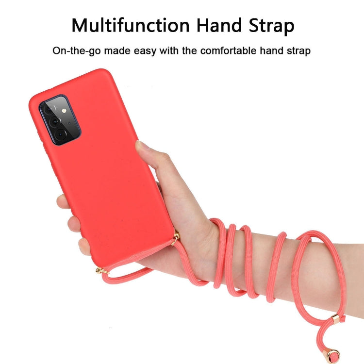 For Samsung Galaxy A72 5G / 4G Wheat Straw Material + TPU Protective Case with Lanyard(Red) by buy2fix