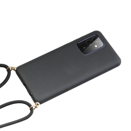 For Samsung Galaxy A72 5G / 4G Wheat Straw Material + TPU Protective Case with Lanyard(Black) by buy2fix