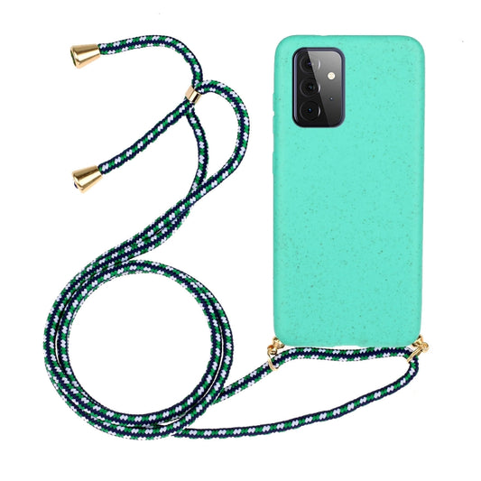 For Samsung Galaxy A72 5G / 4G Wheat Straw Material + TPU Protective Case with Lanyard(Green) by buy2fix