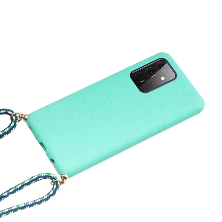 For Samsung Galaxy A72 5G / 4G Wheat Straw Material + TPU Protective Case with Lanyard(Green) by buy2fix