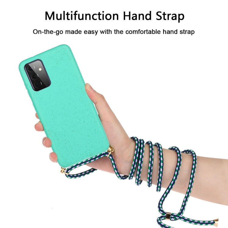 For Samsung Galaxy A72 5G / 4G Wheat Straw Material + TPU Protective Case with Lanyard(Green) by buy2fix