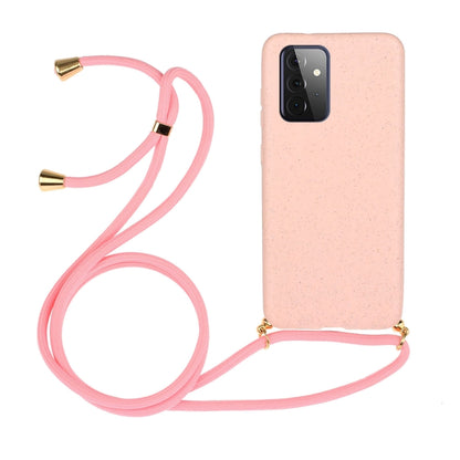 For Samsung Galaxy A72 5G / 4G Wheat Straw Material + TPU Protective Case with Lanyard(Pink) by buy2fix