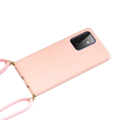 For Samsung Galaxy A72 5G / 4G Wheat Straw Material + TPU Protective Case with Lanyard(Pink) by buy2fix