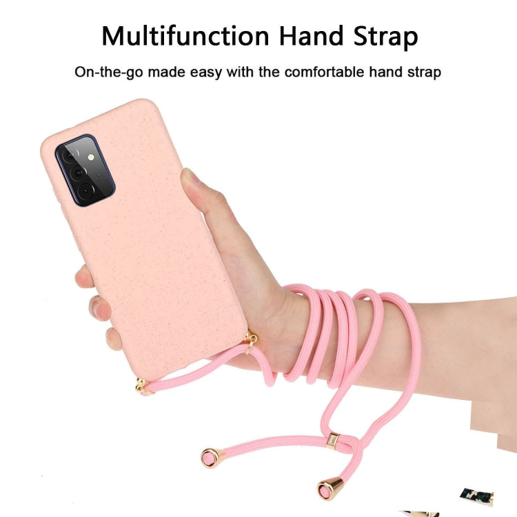 For Samsung Galaxy A72 5G / 4G Wheat Straw Material + TPU Protective Case with Lanyard(Pink) by buy2fix