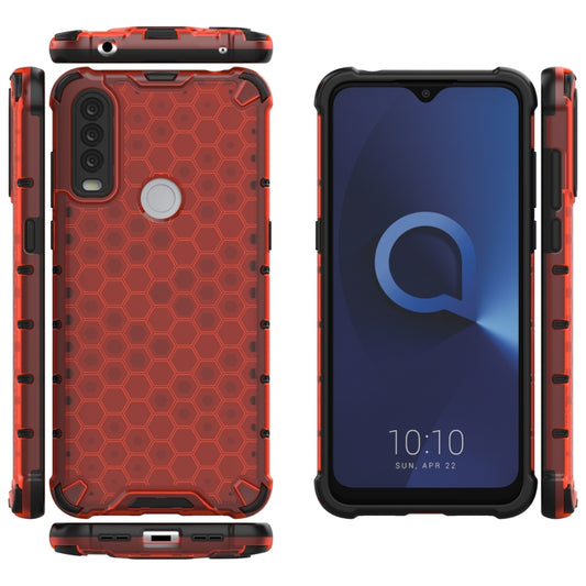 For Alcatel 1S (2020) Shockproof Honeycomb PC + TPU Case(Red) - Alcatel Cases by buy2fix | Online Shopping UK | buy2fix