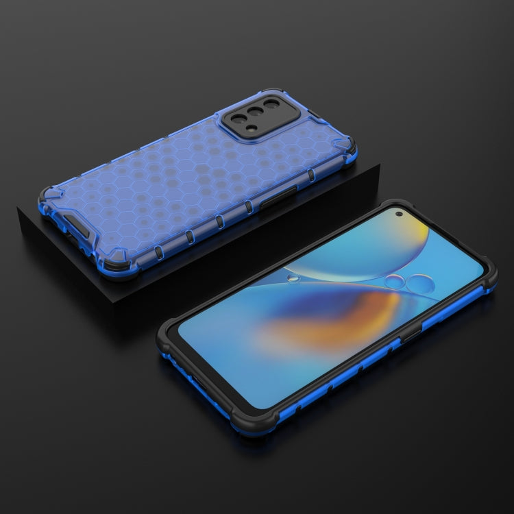 For OPPO A74 4G Shockproof Honeycomb PC + TPU Case(Blue) by buy2fix