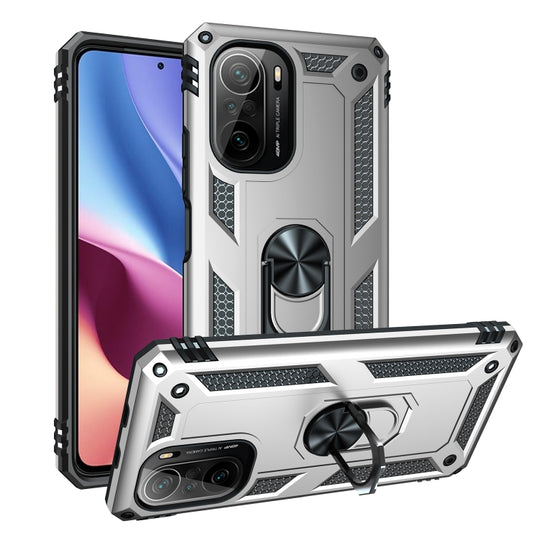 For Xiaomi Redmi K40 / K40 Pro Shockproof TPU + PC Protective Case with 360 Degree Rotating Holder(Silver) - Xiaomi Cases by buy2fix | Online Shopping UK | buy2fix