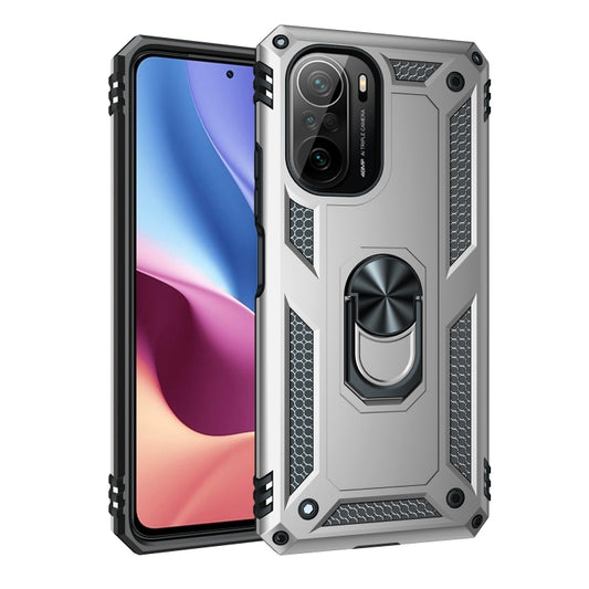 For Xiaomi Redmi K40 / K40 Pro Shockproof TPU + PC Protective Case with 360 Degree Rotating Holder(Silver) - Xiaomi Cases by buy2fix | Online Shopping UK | buy2fix